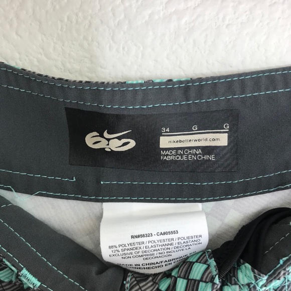 Nike 6.0 Aqua Blue Check Swim Board Shorts 34 - Picture 5 of 6